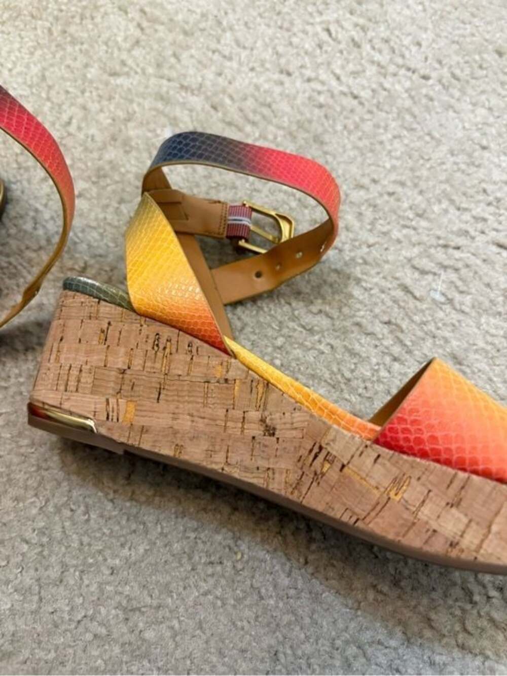 Ombre Snake-Embossed Ankle-Strap Wedges - Picture 6 of 9